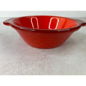 Vintage‎ Metlox Poppy Trail Red Bowl Basket Weave Farmhouse MCM